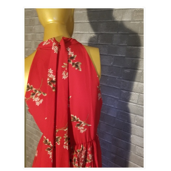 Red maxi dress floral dress - Picture 2 of 4